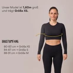 Geripptes Sportshirt langarm Damen aus recyceltem Polyamid
